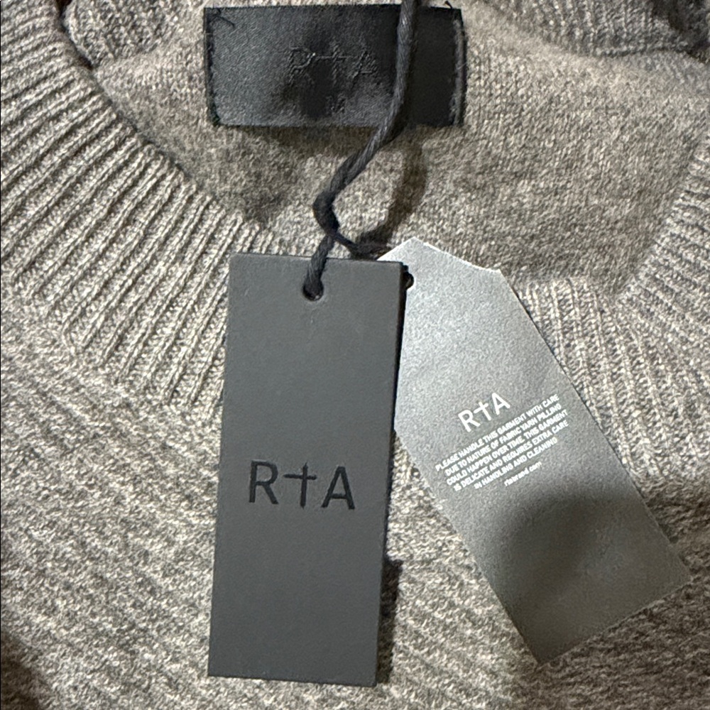 $645 New RTA 100% Cashmere Rocco Sweater in Mocha - Picture 3 of 7